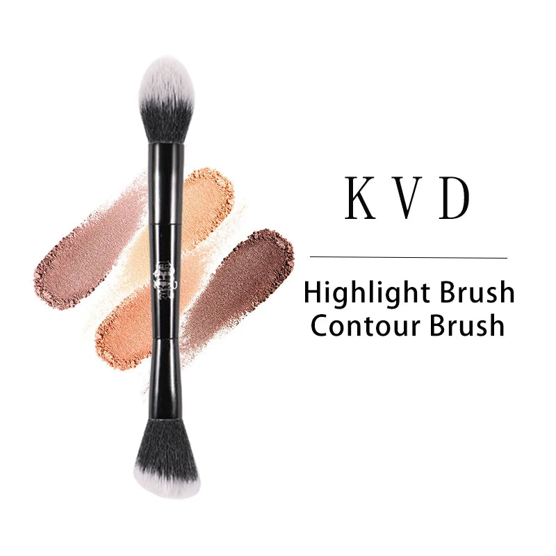 KVD Brush 23 Double Head Powder Brush – Soft Synthetic Hair Makeup Brush PLUSH