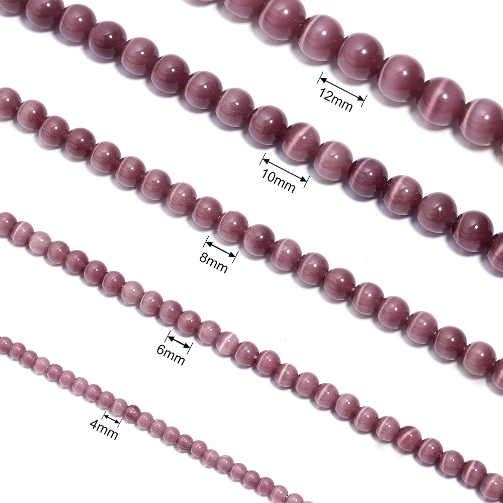 Purple Cat's Eye Stone Beads – Round Spacer Beads for Jewelry Stone Spacer Beads PLUSH