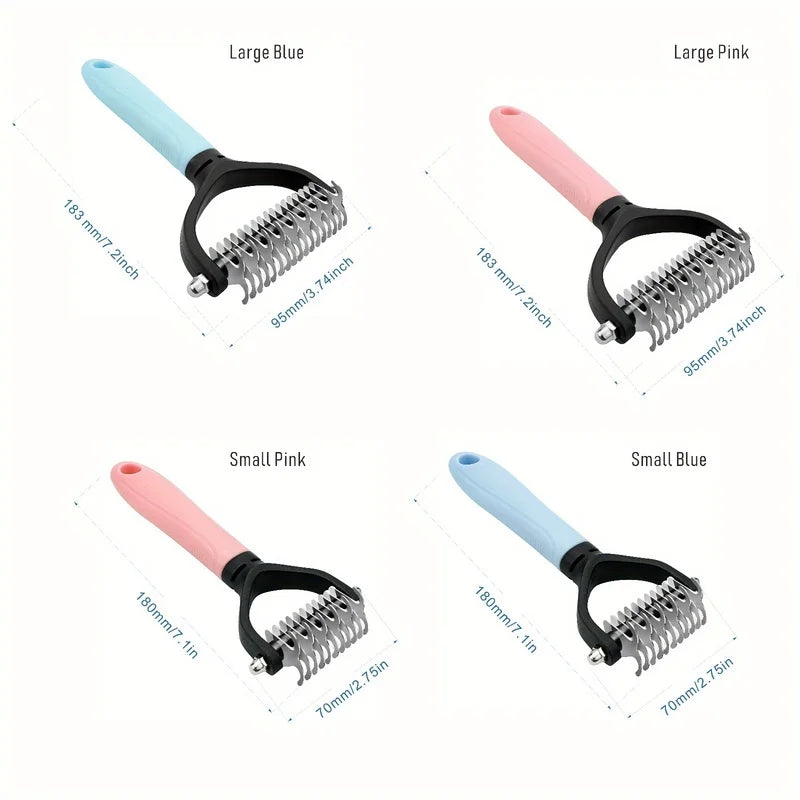 Stainless Steel Pet Dematting Comb – Double-Sided Cat & Dog Pet Grooming Comb PLUSH