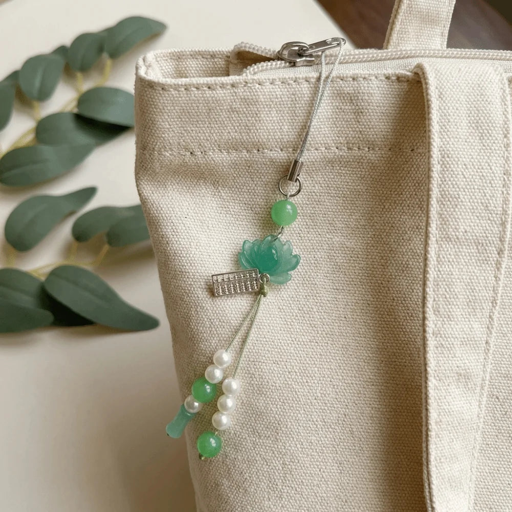 Vintage Lotus Beaded Key Chain – Chinese Tassel Lucky Charm Beaded Key Chain PLUSH