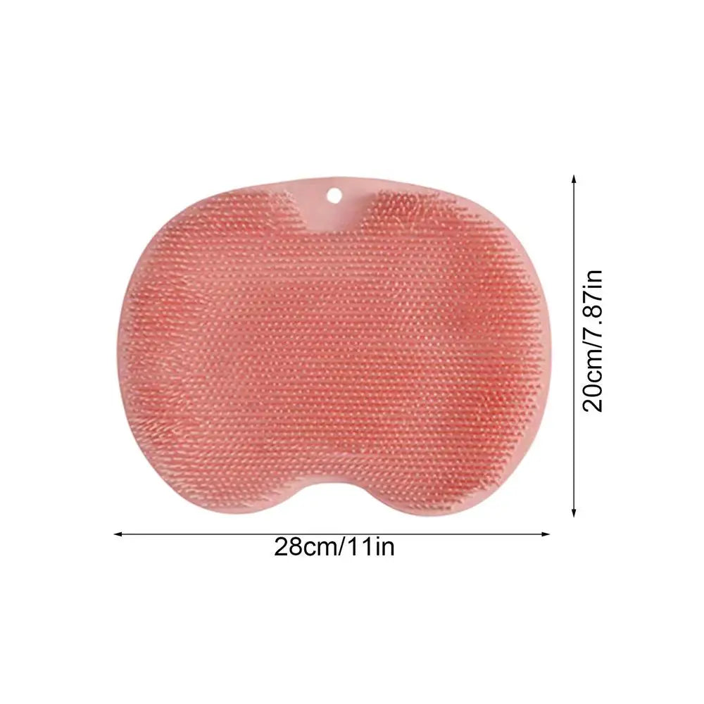 Silicone Foot Scrubber Shower Mat – Wall Mount Body Brush Foot Scrubber Mat PLUSH Pink