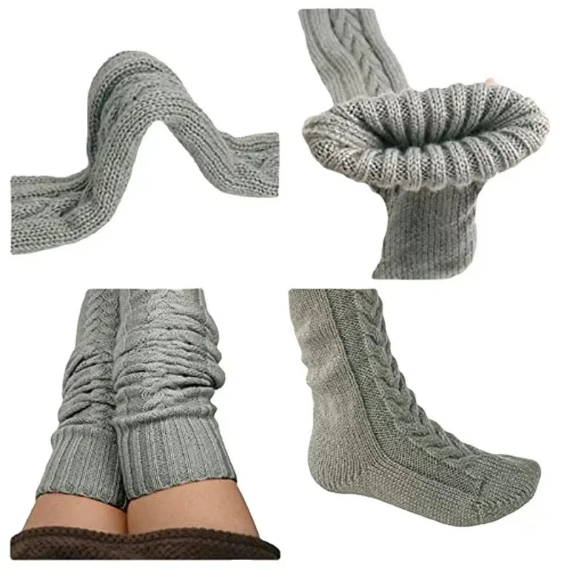 Women's Thigh-High Knit Stockings – Cozy Acrylic Long Socks Thigh-High Stockings PLUSH