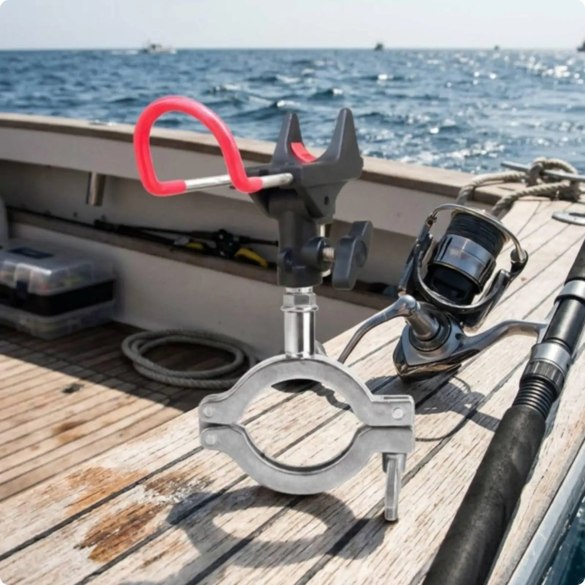 Swivel Fishing Rod Holder for Boat Rails – Stainless Steel Clamp Fishing Rod Holder PLUSH