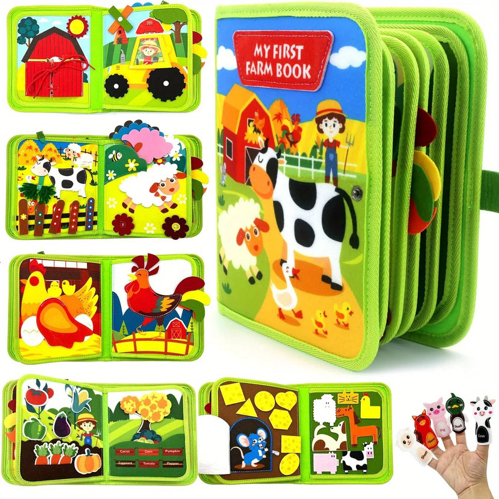 Farm Felt Busy Book for Toddlers – Montessori Learning Ages 1–3 Felt Activity Book PLUSH