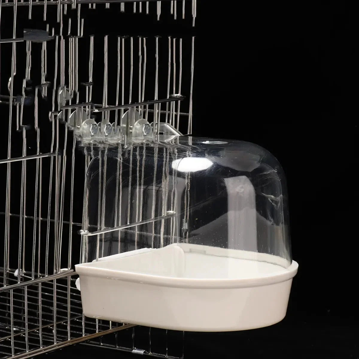 Bird Bath Box for Parakeets, Cockatiels & Lovebirds | Anti-Splash Bird Bath Box PLUSH white