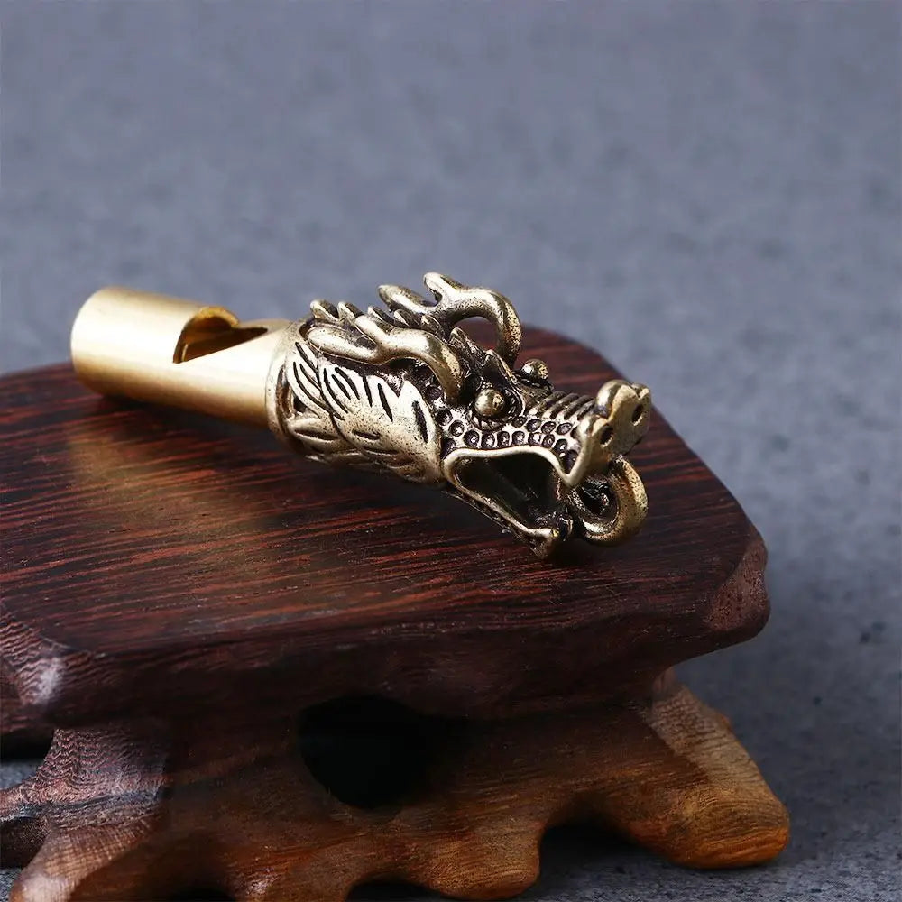 Brass Dragon Head Whistle Keychain | Outdoor Survival Tool Survival Whistle Keychain PLUSH