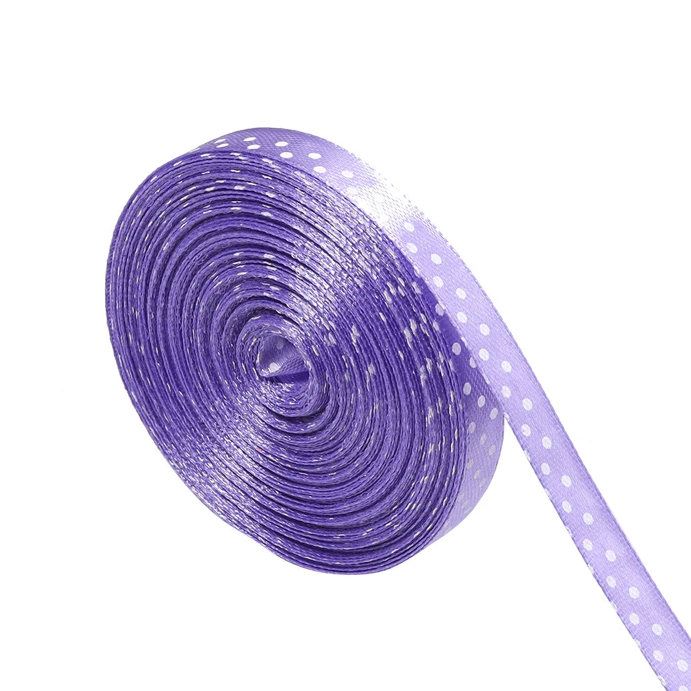 20 Yards Polka Dot Polyester Ribbon 1cm | Gift Wrapping & Bows Craft Ribbon PLUSH purple 1cm