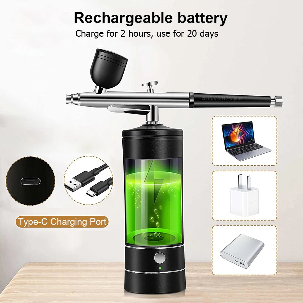 Wireless Portable Airbrush Kit with Compressor – 0.3mm Spray Portable Airbrush Kit PLUSH