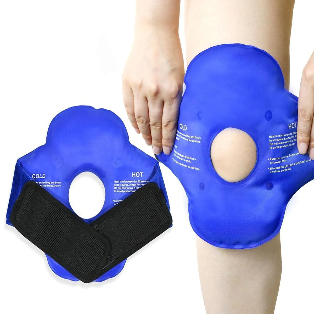 Reusable Gel Ice Wrap for Knee – Cold Compress & Strap Knee Ice Wrap PLUSH Blue