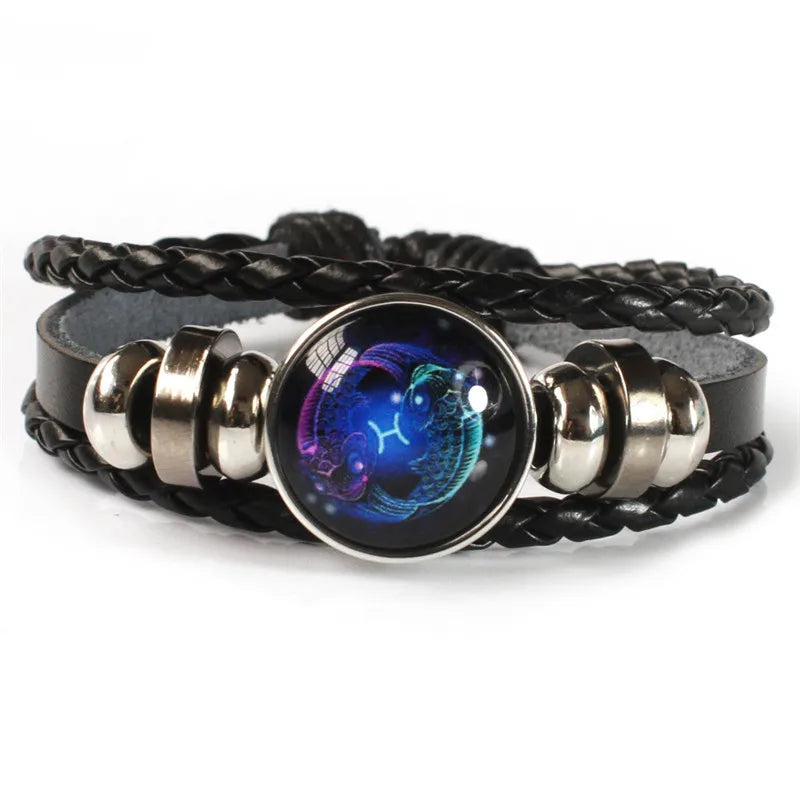 Zodiac Constellation Beaded Leather Bracelet | Multilayer Handwoven Charm Bracelet PLUSH