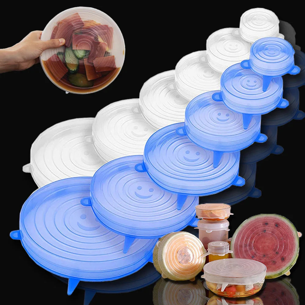 6-Pack Reusable Silicone Food Lids for Cans & Bowls Silicone Food Lids PLUSH