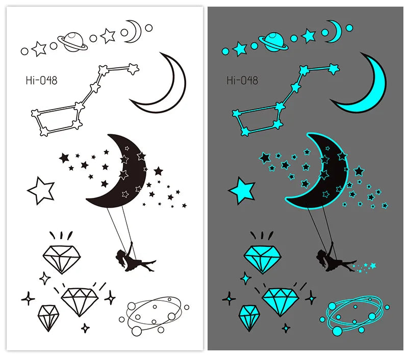 Luminous Glow Temporary Tattoo Stickers – Snake & Butterfly