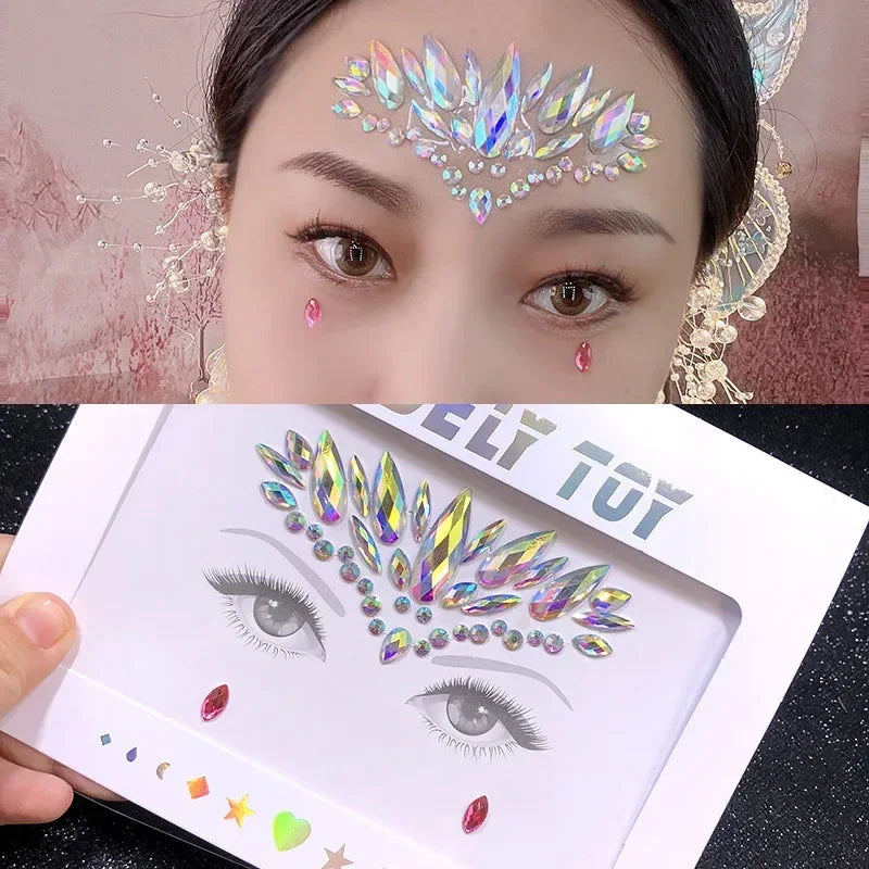 Crystal Face Gems Rhinestone Temporary Tattoo Stickers Face Gem Stickers PLUSH A4