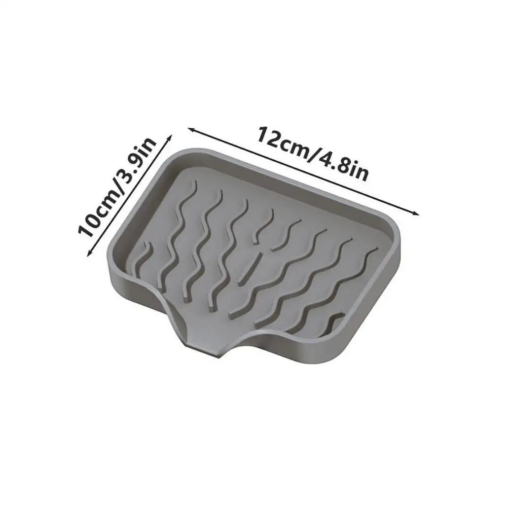 Silicone Sink Mat – Self-Draining Soap Dish & Sponge Holder Silicone Sink Mat PLUSH Gray