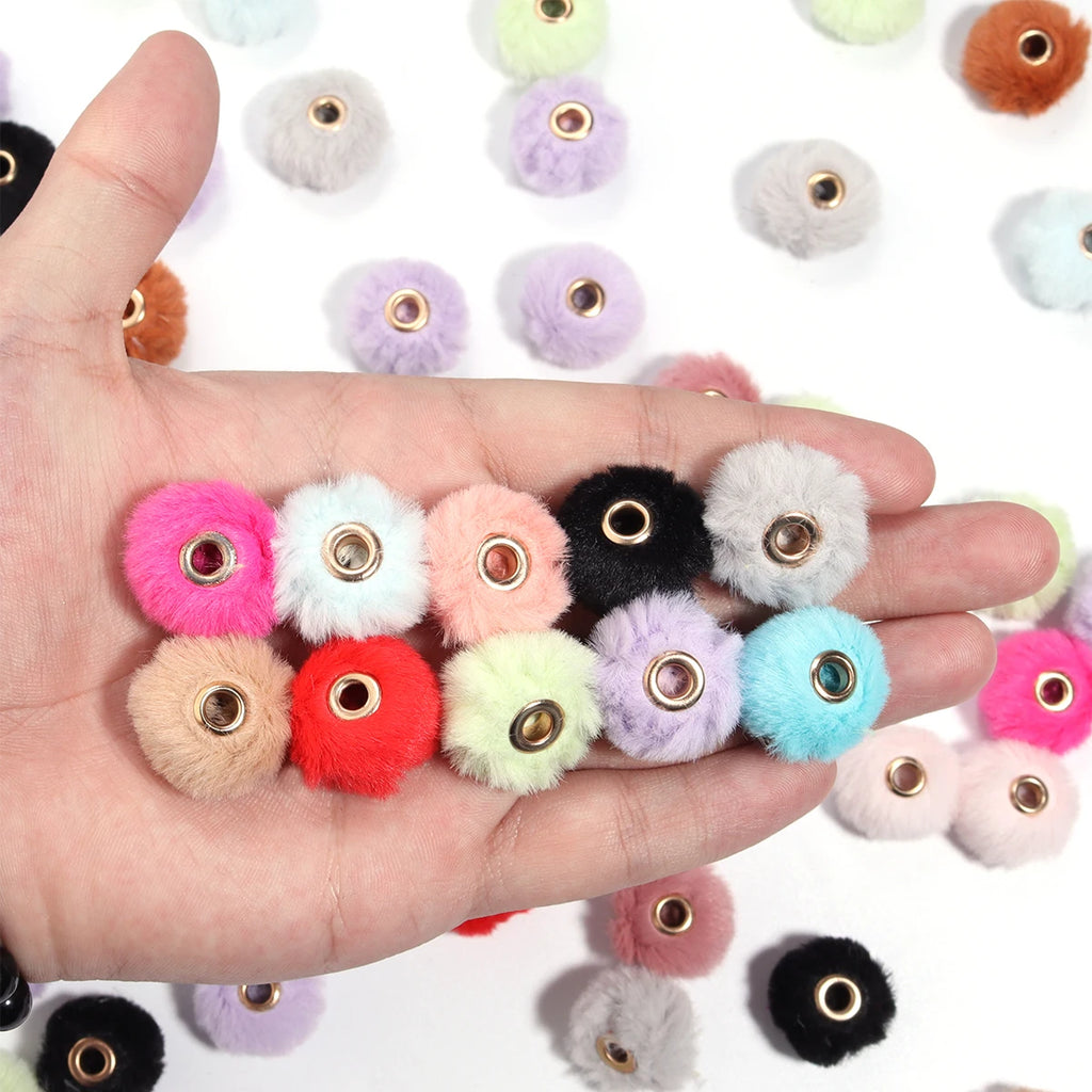 10pcs Multicolor Pompom Plush Fur Ball Beads DIY Jewelry Charms DIY Jewelry Charms PLUSH