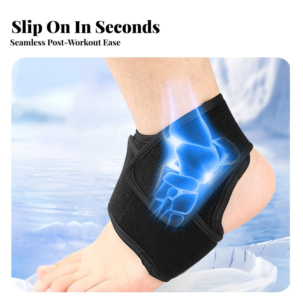 Reusable Ankle Ice Pack Wrap with Strap | Cold & Warm Compress Ankle Ice Pack Wrap PLUSH