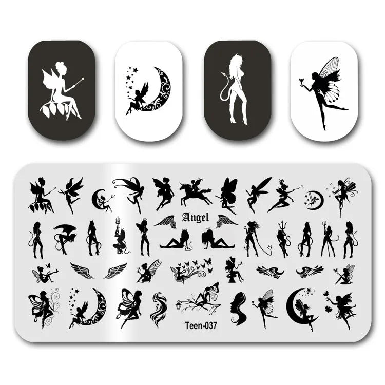 Nail Stamping Plates – Marble Leaves & Animals Stencils