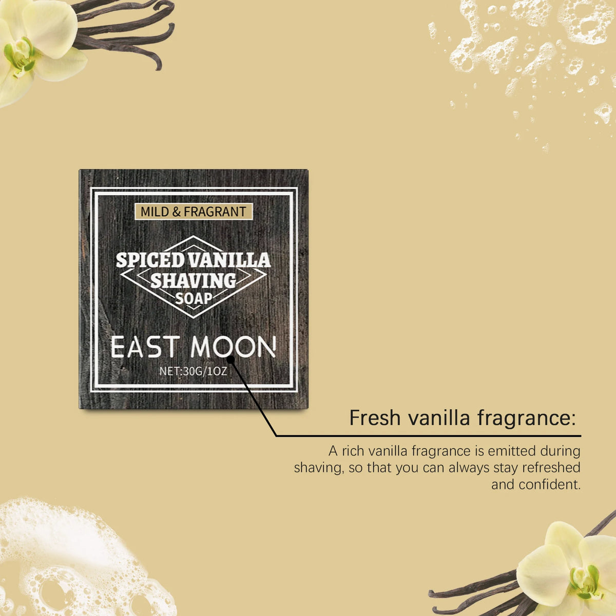 Vanilla Shaving Soap – Rich Foam, Smooth Glide | East Moon Shaving Soap Bar PLUSH