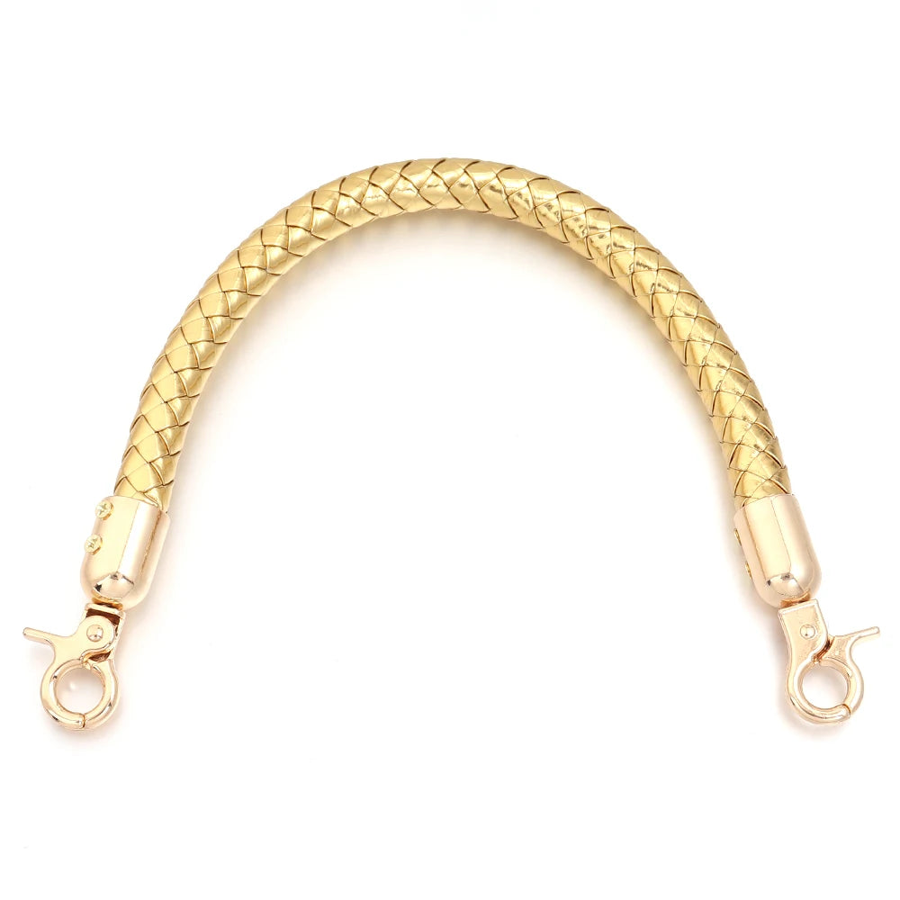 PU Leather Braided Bag Shoulder Strap with Lobster Clasp 30/60cm Bag Replacement Strap PLUSH gold 30cm