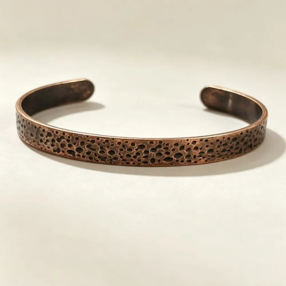 Retro Copper Cuff Bangle – Adjustable Chunky Open Bracelet Cuff Bangle Bracelet PLUSH Style D