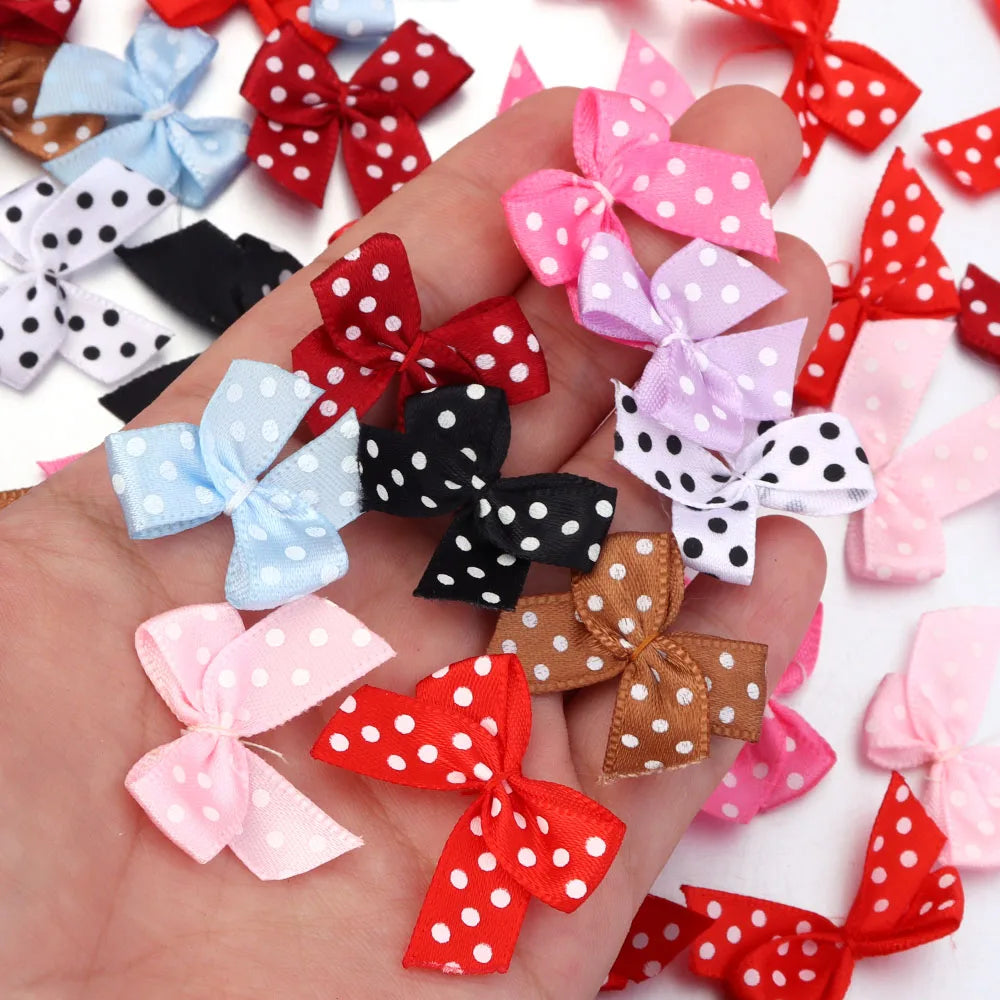 30pcs Mini Polka Dot Ribbon Bows 2.5cm – DIY Craft Decor Ribbon Bows PLUSH