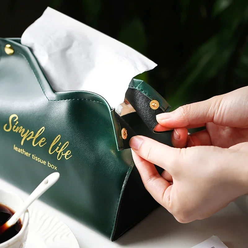 Leather Tissue Box Cover | Napkin Holder for Home, Car & Hotel Tissue Box Cover PLUSH