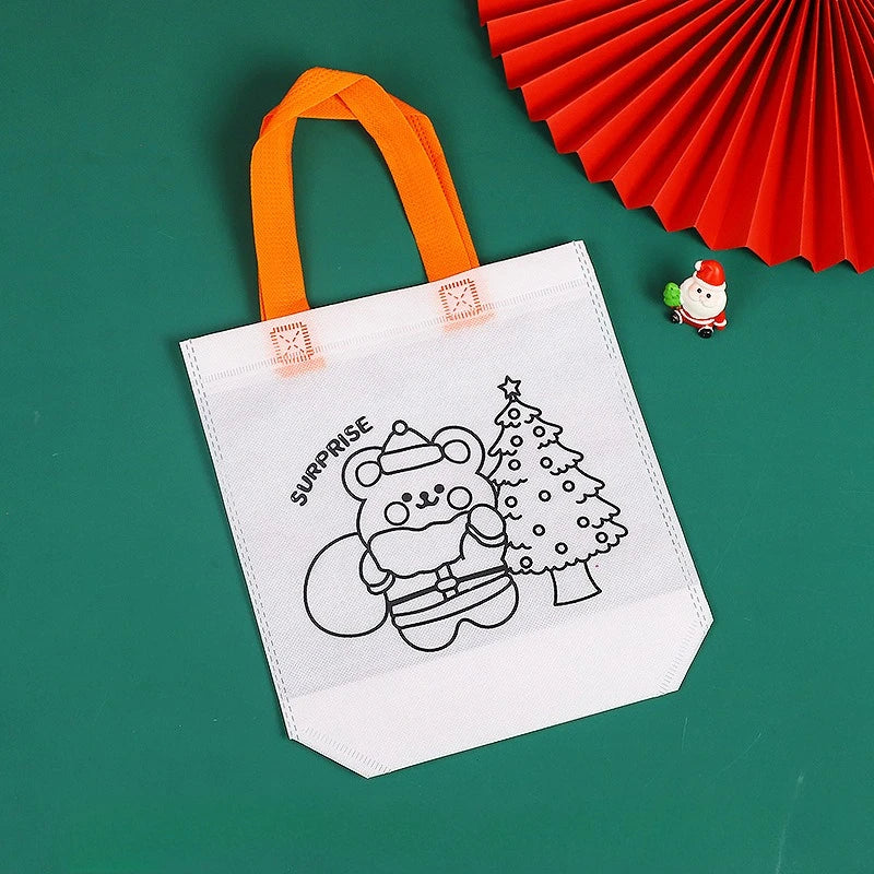 Christmas Graffiti Coloring Bags – Reusable DIY Party Favor DIY Party Favor Bags PLUSH Gift 50PCS