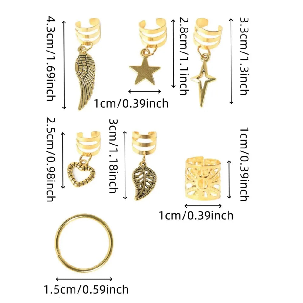 45pcs Dreadlock Hair Rings – Wing Leaves Stars Braid Jewelry Braid Hair Rings PLUSH