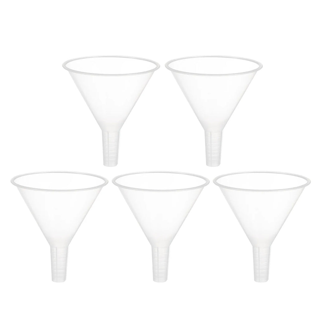 5pcs Clear Plastic Mini Funnels – Narrow Neck Liquid Transfer Plastic Mini Funnels PLUSH