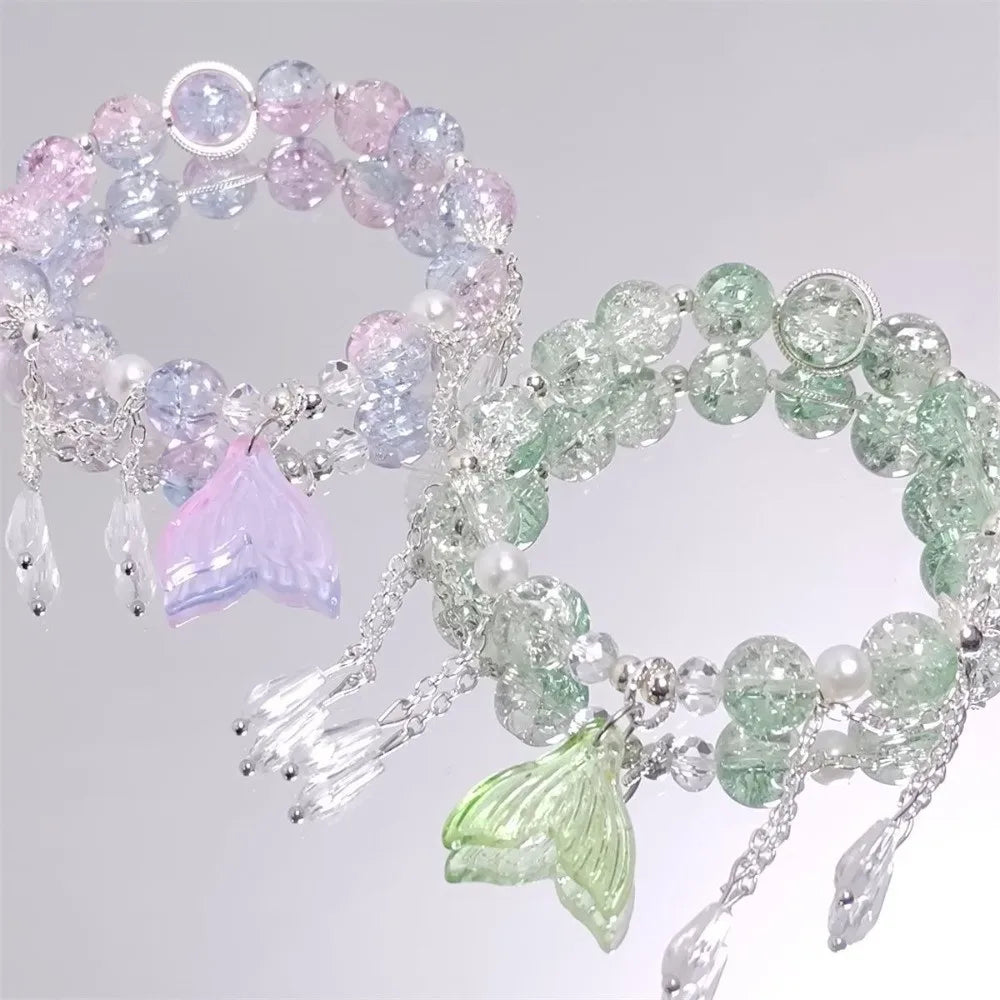 Fishtail Crystal Colorful Bead Bracelet | Korean Style Wrap Bead Wrap Bracelet PLUSH