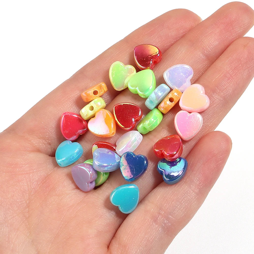 200pcs AB Heart Acrylic Spacer Beads – DIY Jewelry Making Acrylic Spacer Beads PLUSH