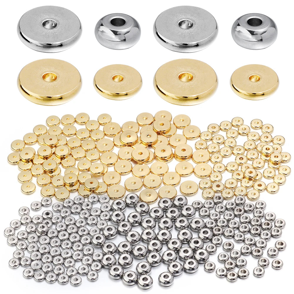 Stainless Steel Flat Disc Spacer Beads Gold Silver – 20-50pcs Jewelry Spacer Beads PLUSH