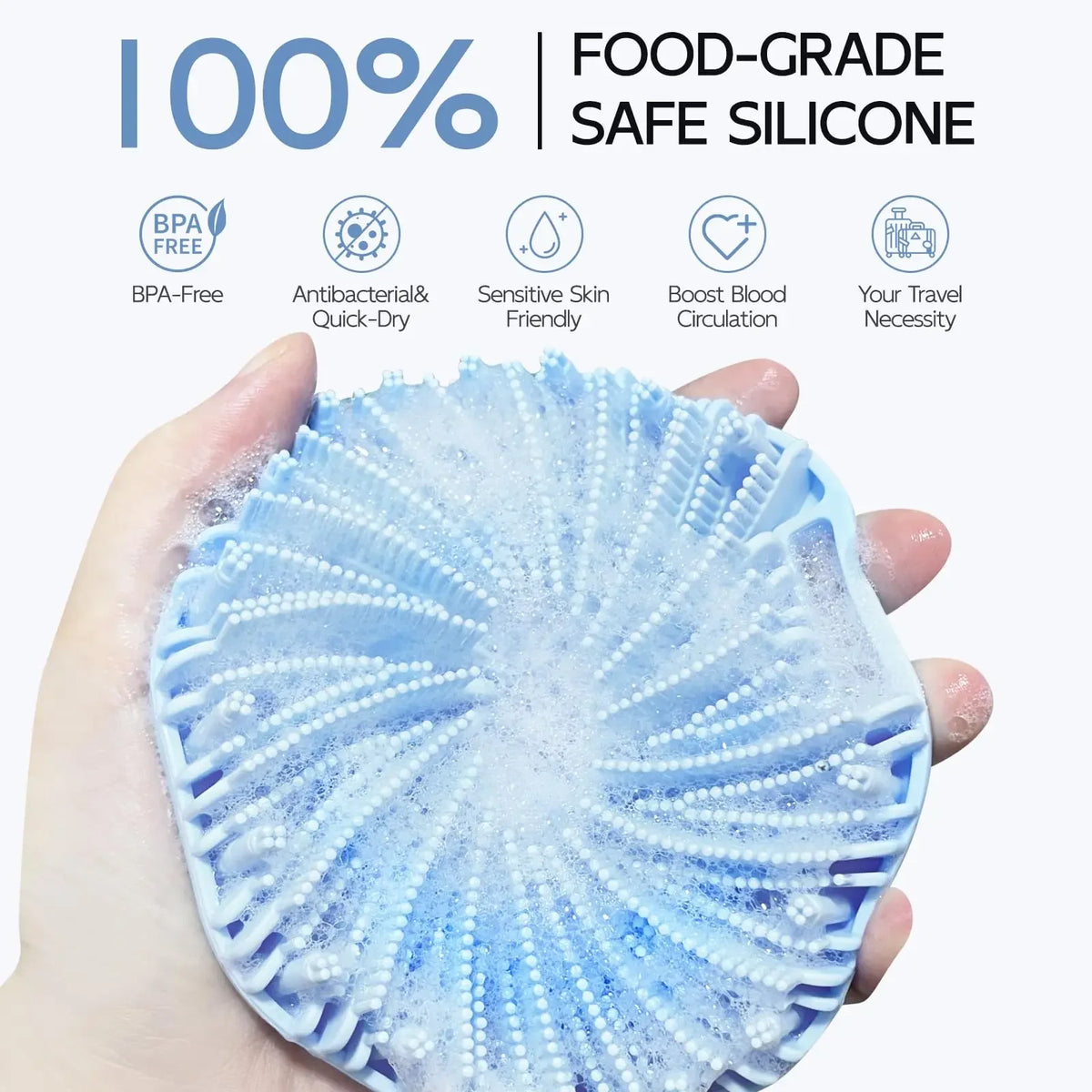 Silicone Body Scrubber Shower Brush – Exfoliating Back Brush Bath Scrubber Brush PLUSH