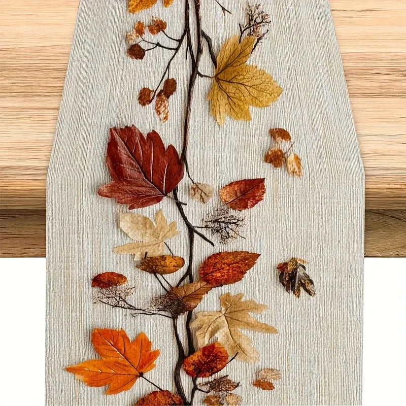 Autumn Leaf Table Runner – Dried Leaves & Vine Design | 3 Sizes Seasonal Table Runner PLUSH A 33X90Cm