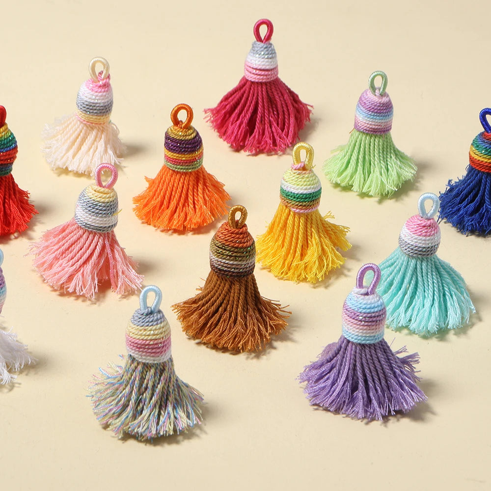 4pcs Gradient Glitter Mini Tassel Charms – DIY Jewelry Making Tassel Charms PLUSH