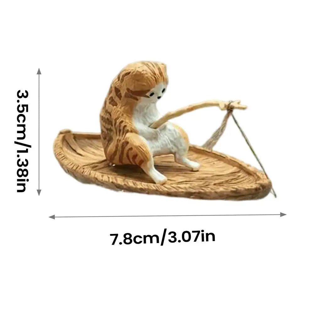 Resin Cat Fishing Boat Aquarium Ornament | Fish Tank Decor Aquarium Ornament PLUSH 05