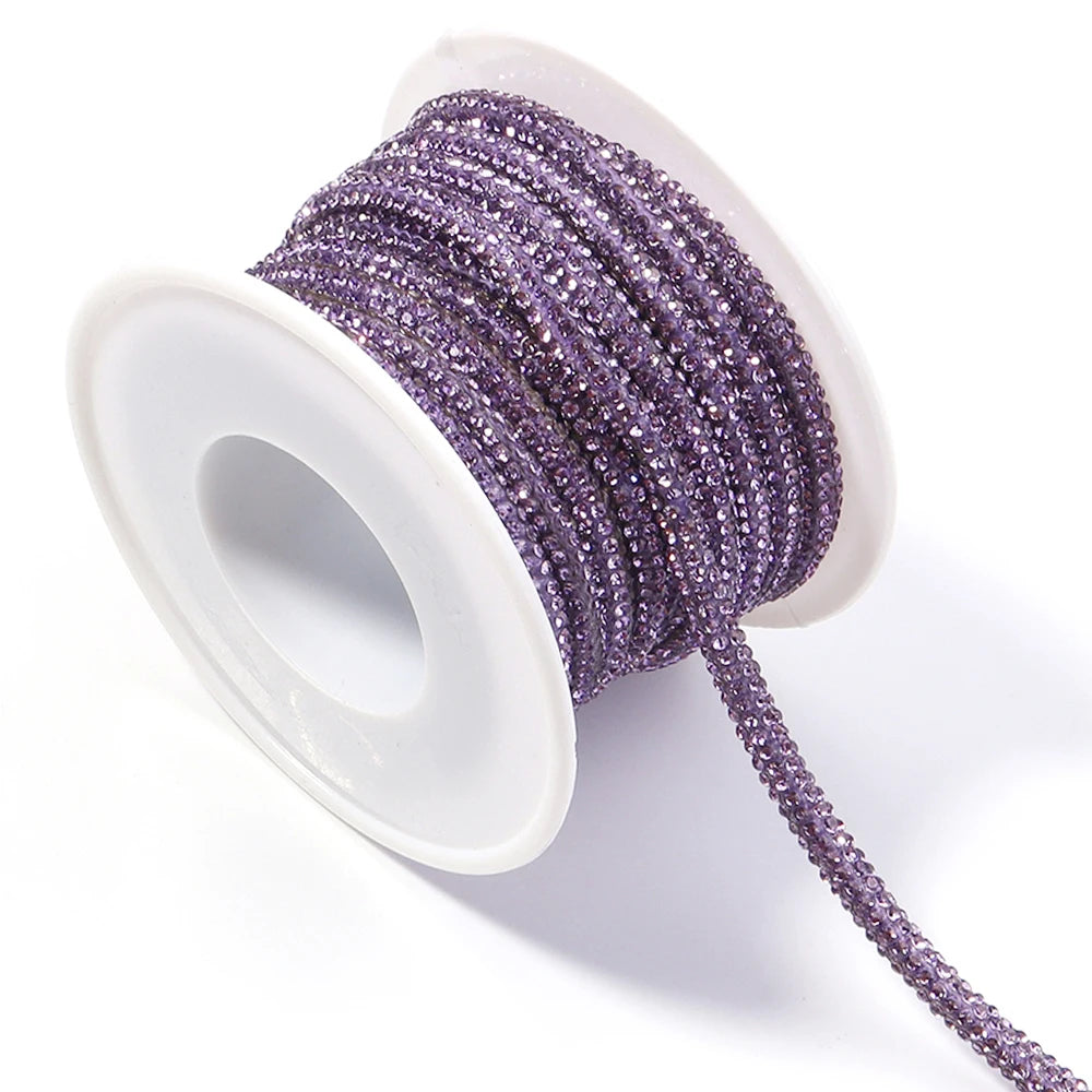 5 Yards Rhinestone Crystal Cup Chain Cord – DIY Jewelry & Crafts Rhinestone Craft Cord PLUSH crystal purple 4mm