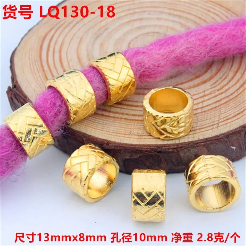 5pcs Viking Dreadlock Hair Braid Beads Cuffs Rings Gold Silver Hair Braid Cuffs PLUSH 5pcs LQ130-18
