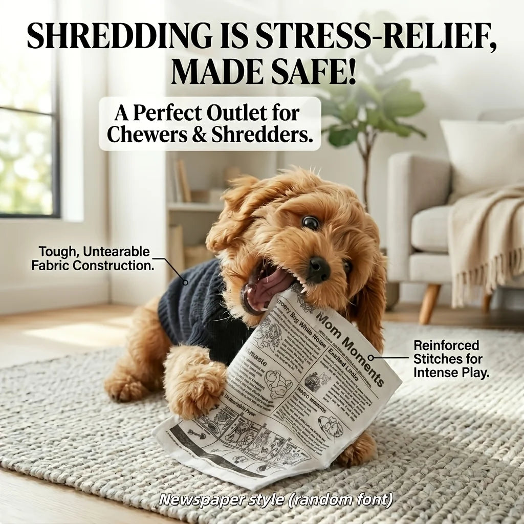 Crinkle Newspaper Dog & Cat Toy – Canvas Enrichment Chew Toy Pet Crinkle Toy PLUSH PAW-GAZETTE 1pc