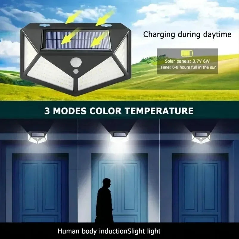 100 LED Solar Motion Sensor Light – IP65, 270° Outdoor Solar Motion Light PLUSH