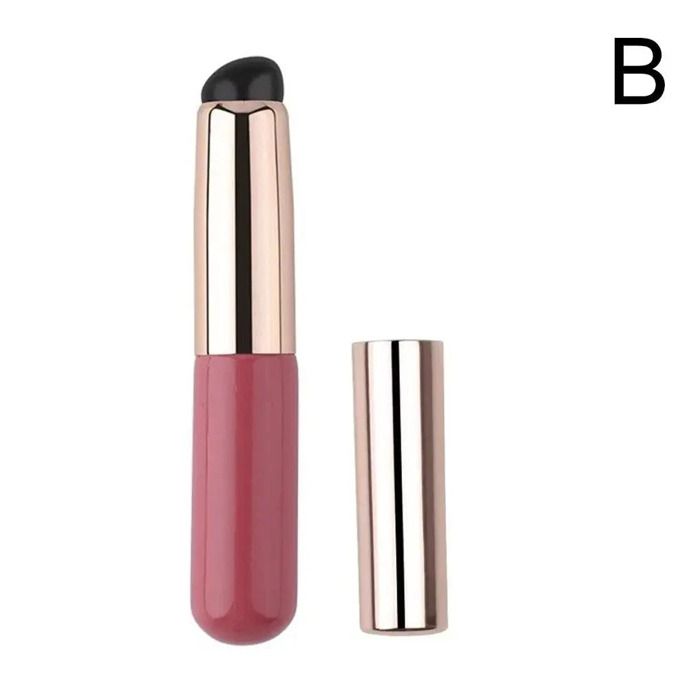 Silicone Lip Brush with Cover Cap – Round Head Makeup Tool Makeup Brush PLUSH rose