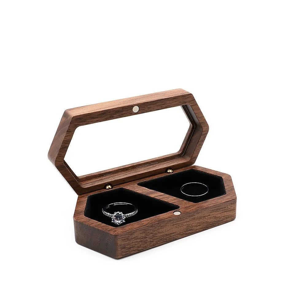 Velvet Mini Wood Jewelry Box – Ring & Earring Display Case Jewelry Display Box PLUSH Black