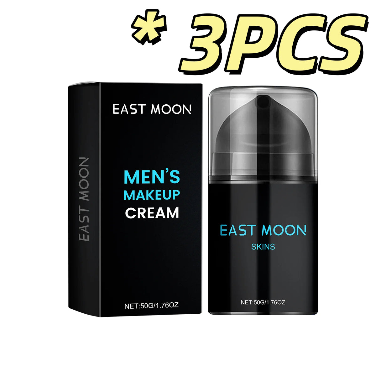East Moon Men BB Cream – Oil Control, Brighten & Moisturize Men's BB Cream PLUSH 50g Boxed X 3PCS