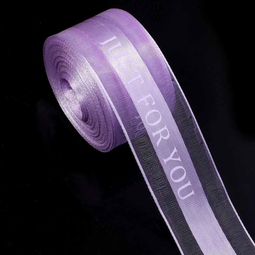 "Just For You" Organza Ribbon 10 Yards – Gift & Wedding Décor Decorative Organza Ribbon PLUSH Purple 2.5cm 10yards