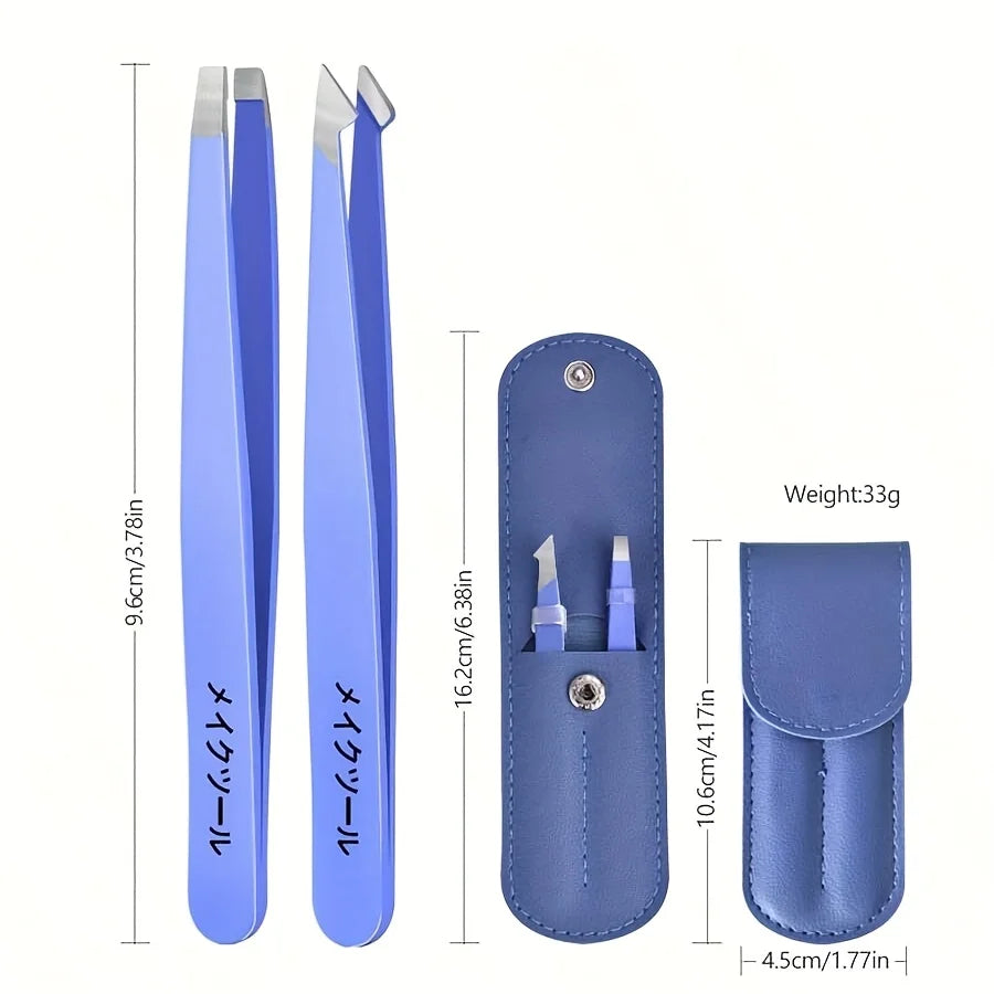 Professional Stainless Steel Tweezers Set with Case – 3pcs Tweezers Set PLUSH