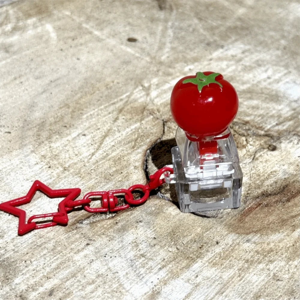 Fruit Fidget Keycap Keychain | Soft Glow Silent Press Fidget Keychain PLUSH Red tomato With lights