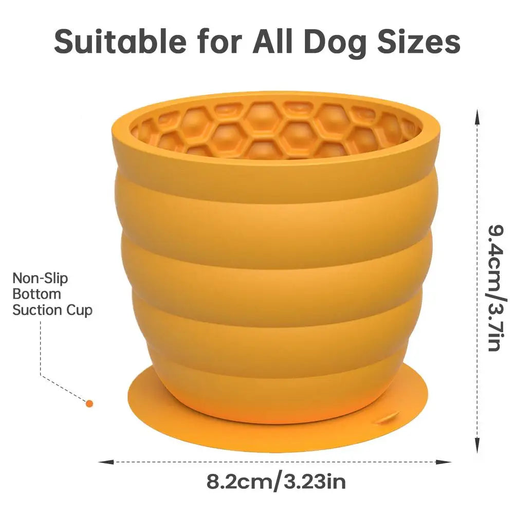 Silicone Slow Feeder Dog & Cat Bowl – Anti-Slip 500ml Slow Feeder Bowl PLUSH Yellow