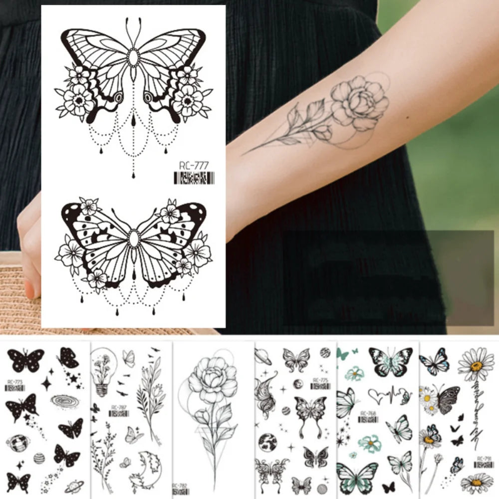 Pink Butterfly Temporary Tattoo Sticker – Waterproof Body Art Temporary Tattoo PLUSH