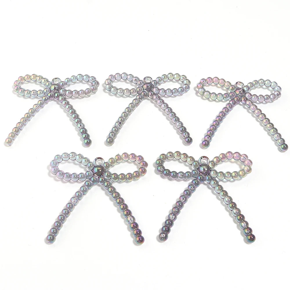 5pcs Bowknot Acrylic Charms – Color Plating DIY Jewelry Making Jewelry Charms PLUSH gray purple