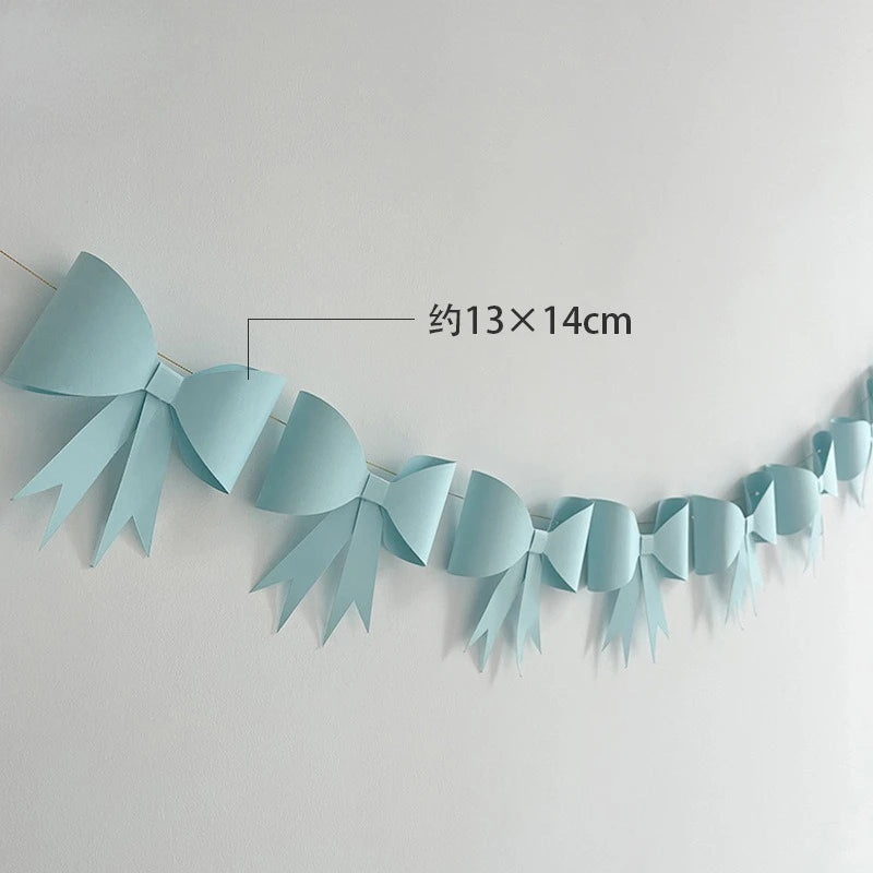 3D Bow Paper Tassel Garland – Kids Birthday Party Banner Kit Party Garland Banner PLUSH Blue 1PC